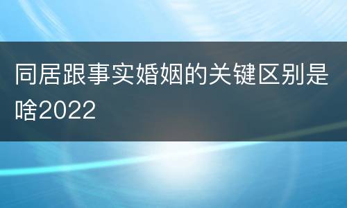 同居跟事实婚姻的关键区别是啥2022