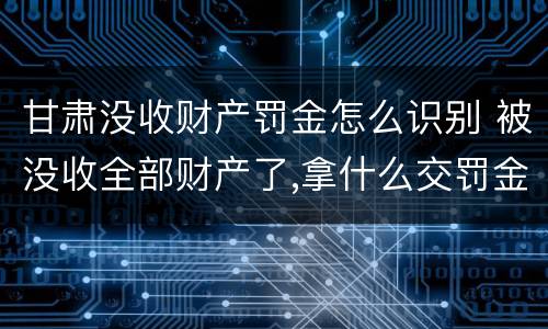 甘肃没收财产罚金怎么识别 被没收全部财产了,拿什么交罚金