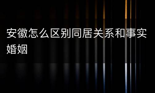 安徽怎么区别同居关系和事实婚姻