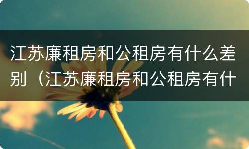 江苏廉租房和公租房有什么差别（江苏廉租房和公租房有什么差别嘛）