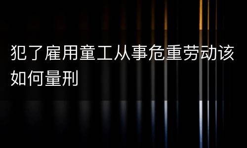 犯了雇用童工从事危重劳动该如何量刑