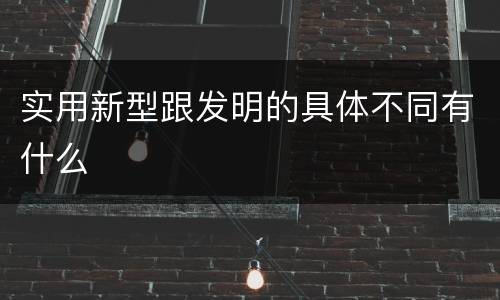 实用新型跟发明的具体不同有什么