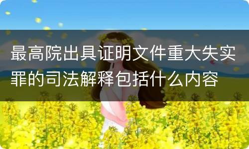 最高院出具证明文件重大失实罪的司法解释包括什么内容