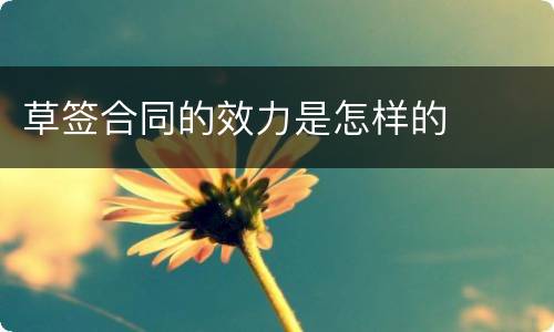 草签合同的效力是怎样的