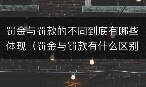 罚金与罚款的不同到底有哪些体现（罚金与罚款有什么区别）