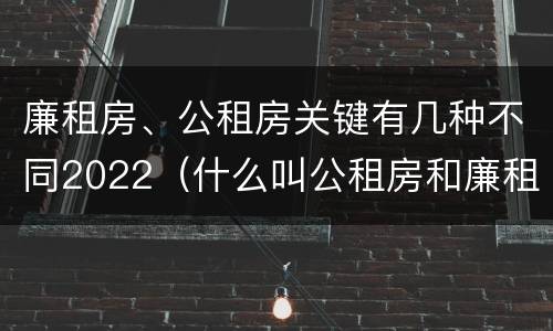 廉租房、公租房关键有几种不同2022（什么叫公租房和廉租房）