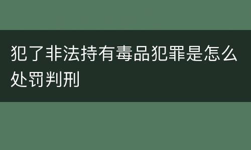犯了非法持有毒品犯罪是怎么处罚判刑