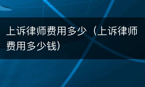 上诉律师费用多少（上诉律师费用多少钱）