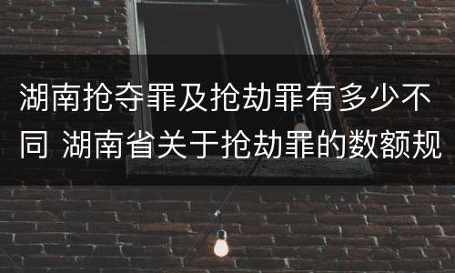 湖南抢夺罪及抢劫罪有多少不同 湖南省关于抢劫罪的数额规定