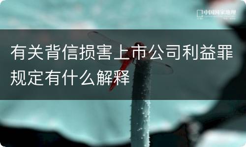 有关背信损害上市公司利益罪规定有什么解释