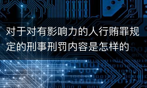对于对有影响力的人行贿罪规定的刑事刑罚内容是怎样的