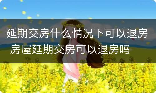 延期交房什么情况下可以退房 房屋延期交房可以退房吗