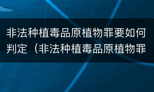 非法种植毒品原植物罪要如何判定（非法种植毒品原植物罪中的种植行为）