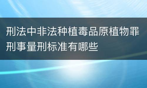 刑法中非法种植毒品原植物罪刑事量刑标准有哪些