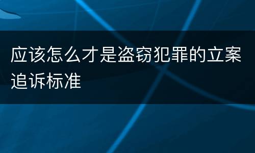 应该怎么才是盗窃犯罪的立案追诉标准