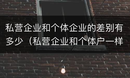 私营企业和个体企业的差别有多少（私营企业和个体户一样吗）