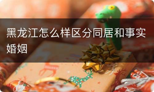 黑龙江怎么样区分同居和事实婚姻