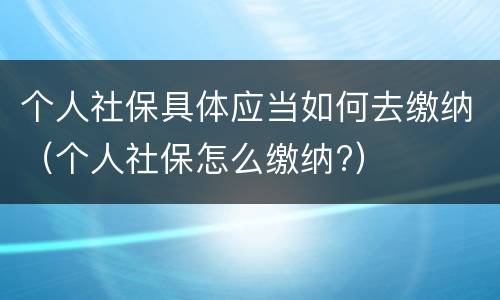 个人社保具体应当如何去缴纳（个人社保怎么缴纳?）