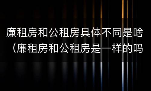 廉租房和公租房具体不同是啥（廉租房和公租房是一样的吗）