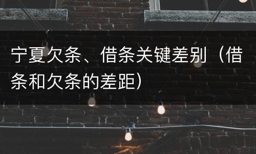 宁夏欠条、借条关键差别（借条和欠条的差距）