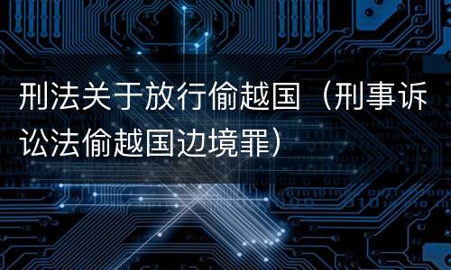 刑法关于放行偷越国（刑事诉讼法偷越国边境罪）