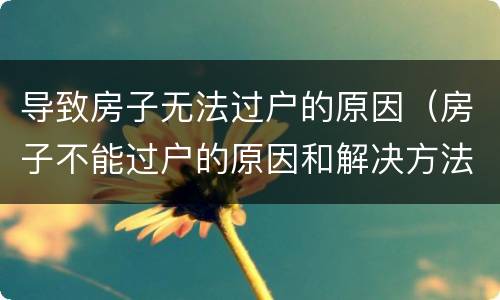 导致房子无法过户的原因（房子不能过户的原因和解决方法）