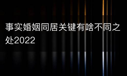 事实婚姻同居关键有啥不同之处2022