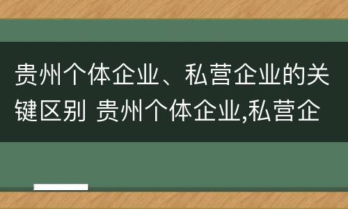 贵州个体企业、私营企业的关键区别 贵州个体企业,私营企业的关键区别在于