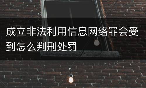 成立非法利用信息网络罪会受到怎么判刑处罚