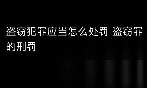 盗窃犯罪应当怎么处罚 盗窃罪的刑罚