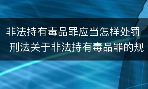 非法持有毒品罪应当怎样处罚 刑法关于非法持有毒品罪的规定