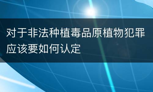 对于非法种植毒品原植物犯罪应该要如何认定