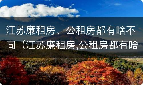 江苏廉租房、公租房都有啥不同（江苏廉租房,公租房都有啥不同的）