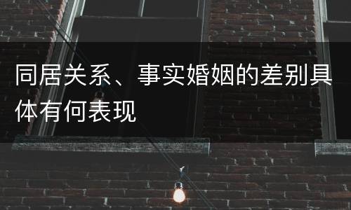 同居关系、事实婚姻的差别具体有何表现