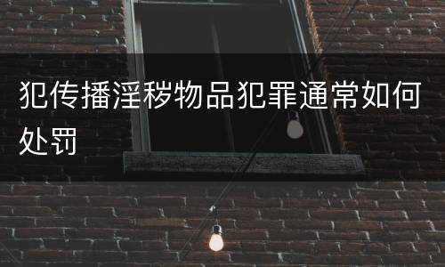 犯传播淫秽物品犯罪通常如何处罚