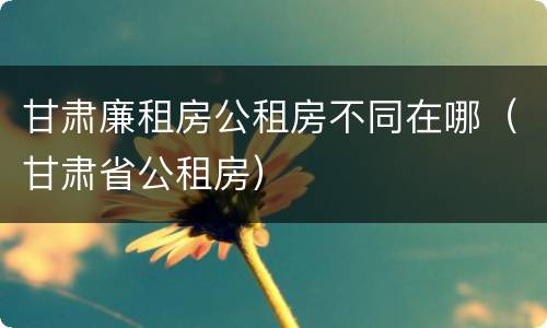 甘肃廉租房公租房不同在哪（甘肃省公租房）