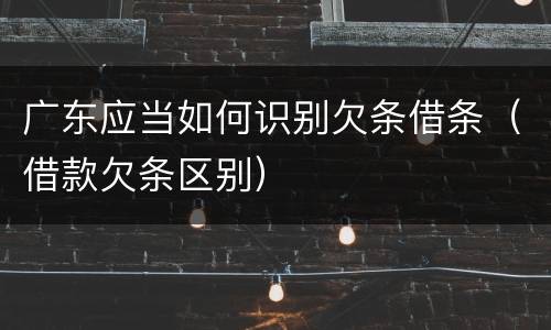 广东应当如何识别欠条借条（借款欠条区别）