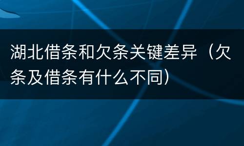 湖北借条和欠条关键差异（欠条及借条有什么不同）