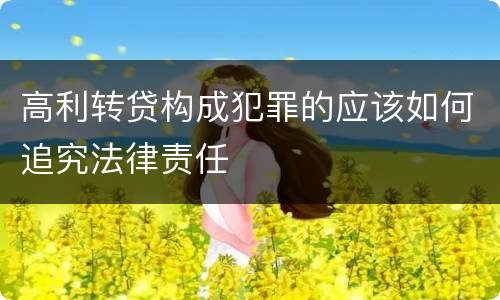 高利转贷构成犯罪的应该如何追究法律责任
