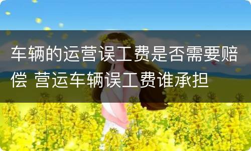 车辆的运营误工费是否需要赔偿 营运车辆误工费谁承担