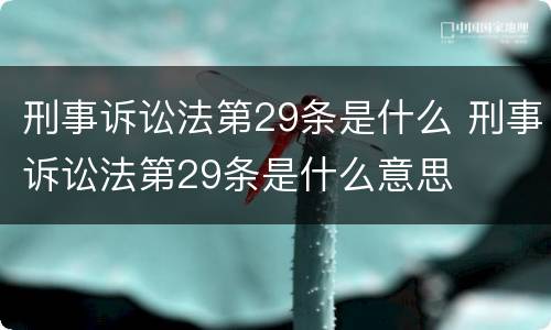 刑事诉讼法第29条是什么 刑事诉讼法第29条是什么意思