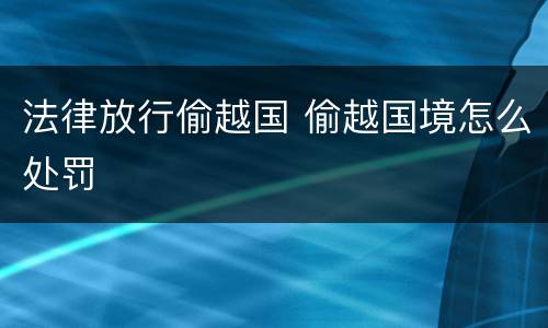 法律放行偷越国 偷越国境怎么处罚