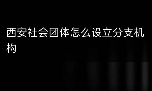 西安社会团体怎么设立分支机构