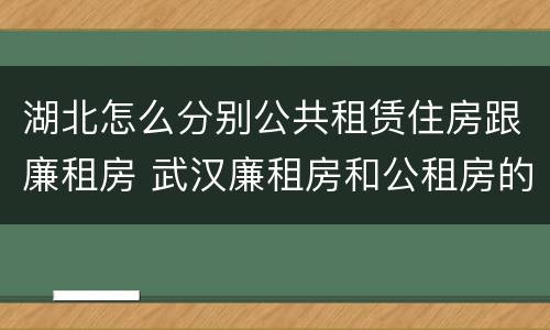 湖北怎么分别公共租赁住房跟廉租房 武汉廉租房和公租房的区别