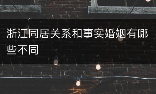 浙江同居关系和事实婚姻有哪些不同