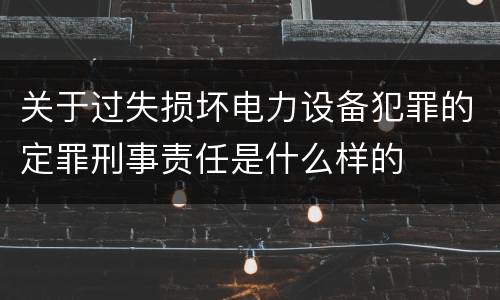 关于过失损坏电力设备犯罪的定罪刑事责任是什么样的