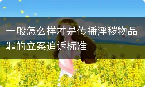 一般怎么样才是传播淫秽物品罪的立案追诉标准