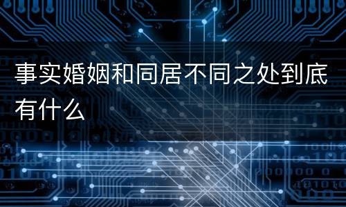 事实婚姻和同居不同之处到底有什么
