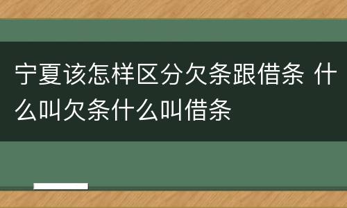 宁夏该怎样区分欠条跟借条 什么叫欠条什么叫借条