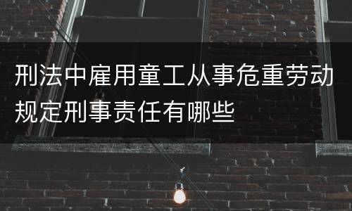 刑法中雇用童工从事危重劳动规定刑事责任有哪些